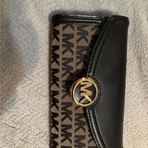 Michael Kors Black and Tan Logo Wallet